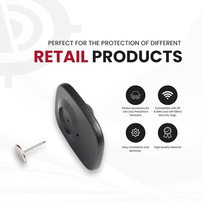 16MM Smooth Flathead Pins for Retail Security Tags EAS Loss Prevention – 1000 Count – Checkpoint Security Compatible for Theft Prevention – for Apparel, Accessories, Others by BullsEye Protection