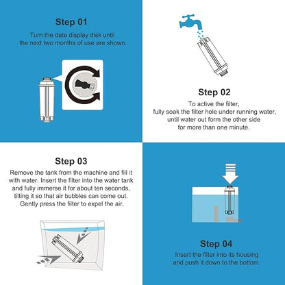 Descaling Kit Compatible with Delonghi Coffee Machines: 2 Full Maintenance Cycles | 2 Compatible with De'Longhi water Filters + 2x100ml Descaling Solution Replace Every 3 Months （6-Month）