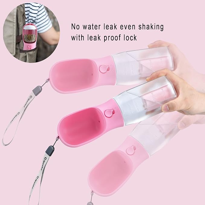 Cibaabo Dog Water Bottle with Food Container & Poop Bag Holder & Filter | Travel Water Bowl, Portable Pet Dispenser, Dog Gifts, Puppy Essentials for Walking Hiking