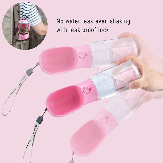 Cibaabo Dog Water Bottle with Food Container & Poop Bag Holder & Filter | Travel Water Bowl, Portable Pet Dispenser, Dog Gifts, Puppy Essentials for Walking Hiking