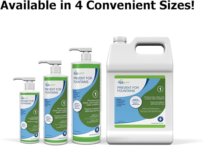 Aquascape PREVENT Water Treatment for Fountains, Waterfalls, Rock and Gravel, Prevent White-scale Buildup, Stains, Foam and Other Unsightly Water Conditions. 8 oounce / 236 ml | 96073