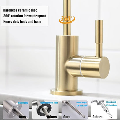 Havin Gold Drinking Water Faucet,Brushed Gold Reverse Osmosis Faucet,Water Filter Faucet for Kitchen Sink Use,Beverage Faucet,Lead-Free Stainless Steel(Brushed Gold)