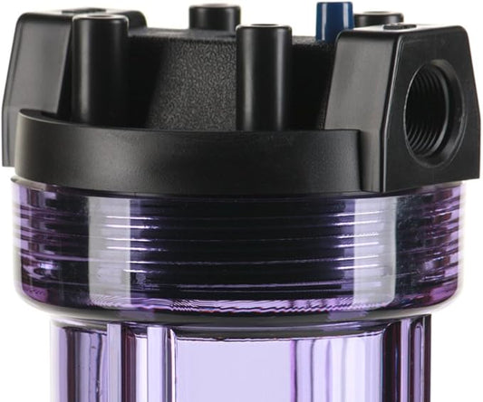 Hydronix HF5-20CLBK34PR Water Filter Housing 20" RO, Whole House, Hydroponics - 3/4" Ports, Clear Body w/PR