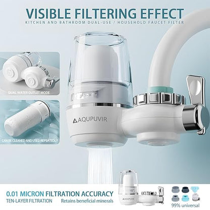 Sink Water Filter System for Kitchen Faucet | Reduces Lead, Chlorine, Bad Taste & Odor | High Capacity 320 Gallons | Easy Install with View Window | Drinking Water Purifier