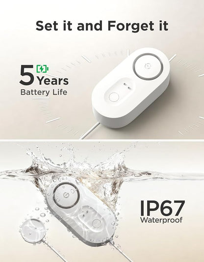 GoveeLife Upgraded Smart Water Leak Detector 1s with 4.92 ft Cable, 1 Pack | WiFi Water Sensor with SMS/Email/APP Push and Sound Alarm, 5Yr Battery Life, IP66, Suit for Home, Basement, Kitchen, Cabin/RV