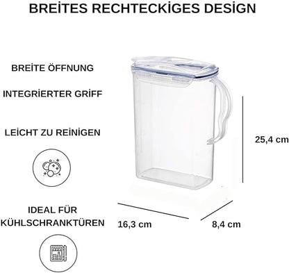 LocknLock Aqua Fridge Door Water Jug | Clear Pitcher | BPA Free Plastic Pitcher with Lid | 3 Quart Pitcher with Lid for Water, Juice, Tea & More Beverages, Clear