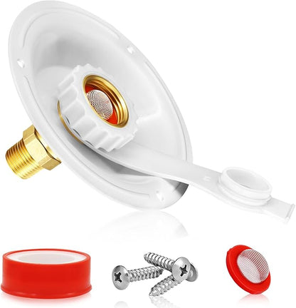 FANOVO RV City Water Inlet with Check Valve,RV Water Inlet Replacement 3/4 NH Female to 1/2 NPT Male RV Water Fill Inlet,City Water Connection for RV Marine Camper Motorhome Trailer