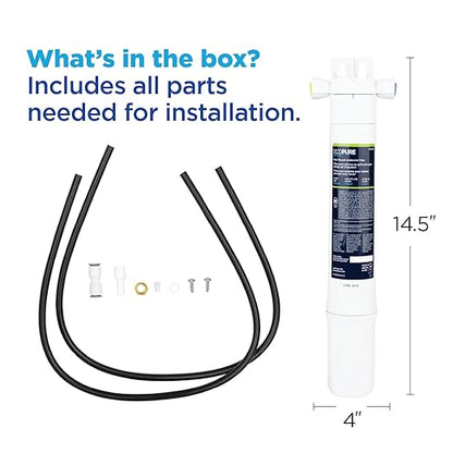 EcoPure Main Faucet Under Sink Inline Water Filtration System (EPWUFF1) | NSF Certified | Reduces Chlorine, Sediment & Cysts | No Additional Faucet Required