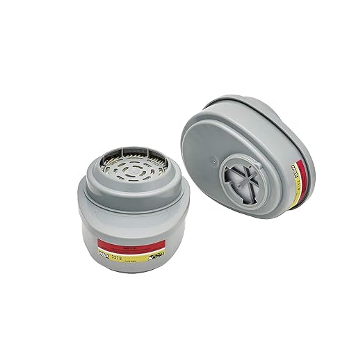 MSA 815366 Advantage GME P100 Multi-Gas Chemical and Combination Respirator Filter Cartridge, Carbon Composition, Bayonet Design for Easy Mounting, 2 Cartridges/Pack
