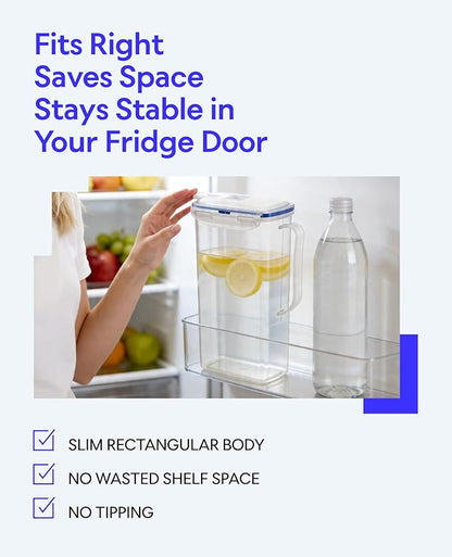 LocknLock Aqua Fridge Door Water Jug | Clear Pitcher | BPA Free Plastic Pitcher with Lid | 2 Quart Pitcher with Lid for Water, Juice, Tea & More Beverages, Purple