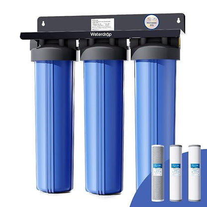 Waterdrop WHF3T-FG 3-Stage Whole House Water Filter System, 5 Micron | Reduces Iron & Manganese, Lead, Chlorine, Odor, 7-Stage Filtration, with Carbon Filter & Sediment Filter, 1" Inlet/Outlet