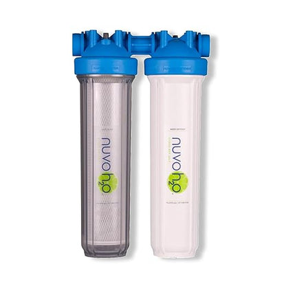 NuvoH2O Advanced 2-Stage Citrus-Based, Salt-Free Water Filter System + Water Softener and Carbon Filter – Healthy & Pure Water – Removes Hard Water Build Up (Whole Home Duo System) | Whole Home, Citrus-Based, Salt-Free, Carbon Filter, Removes Hard Wate...