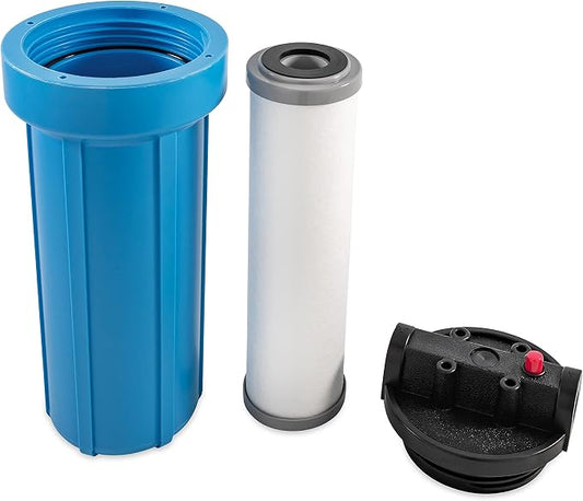 Camco EVO Marine Water Filter | Offers Premium Water Filtration for Your Boat's Fresh Water Supply | Features Multiple Hookup Options | Compatible with 2-1/2-inch x 10-inch Filter Cartridges (40634)