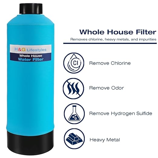 H&G Lifestyles Whole House Water Softener 32,000 Grains Water Filter System,Remove Calcium Magnesium Heavy Metal Odor, Improve Water Taste, Whole House Water Filtration