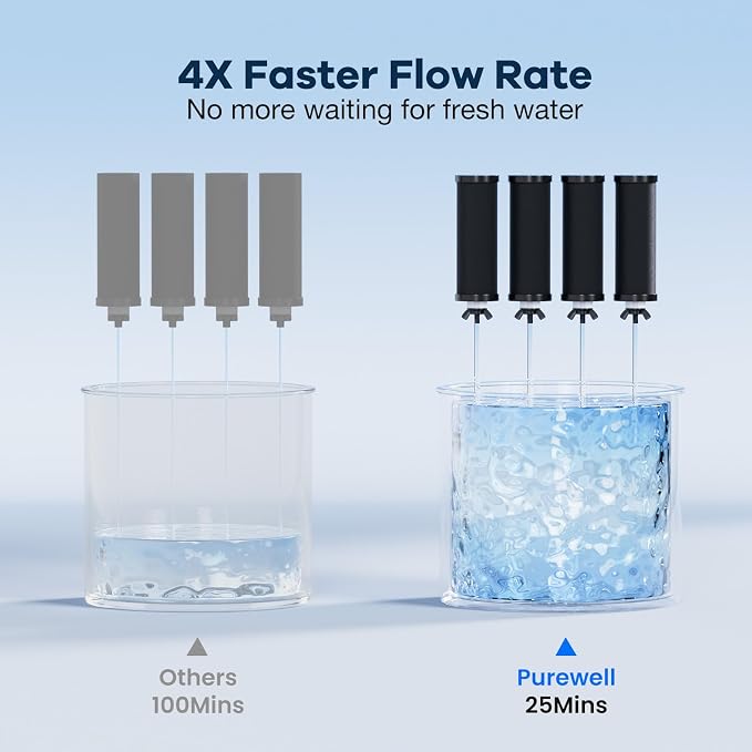 Purewell 8-Stage PF-3&FL-2 Purification Elements Set, Replacement Filters for ProOne® and Berlkey® Filters, ProOne® Big+ or Berlkey® Big+ Water Filter System and Purewell System (8 Pack, K Series)