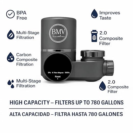BMV Faucet Water Filter with LED Temperature Display, Multi-Stage Filtration, Improves Taste & Freshness, Easy Installation, Kitchen Tap Filter System