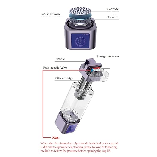 Hydrogen Water Bottle Generator, 350ml Portable USB Rechargeable, 2000 9000PPb Hydrogen Rich Water Cup for Fitness Office Travel
