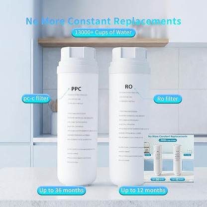 800G Reverse Osmosis Water Purifier, Under Sink RO System with Digital Faucet, 2.1L/min Fast Flow, 2:1 Drain Ratio, 4000L Total Capacity, Filter Replacement Alert, Tankless