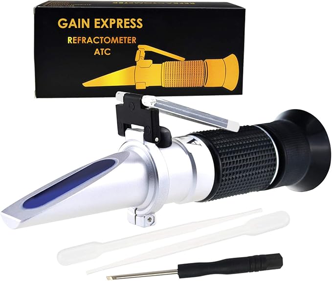 3-in-1 Automotive Battery Antifreeze Refractometer, -60~0°C Ethylene/ -50~0°C Propylene Glycol/ 1.100-1.400 Battery Fluids Specific Gravity, Battery Charge Test Cooling System Coolant Freezing Point