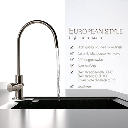 iSpring GA1-AB Heavy-Duty Contemporary Non-Air Gap RO Faucet – Premium Lead-Free Design for RO Filtration Systems & Bar Sinks, Antique Brass