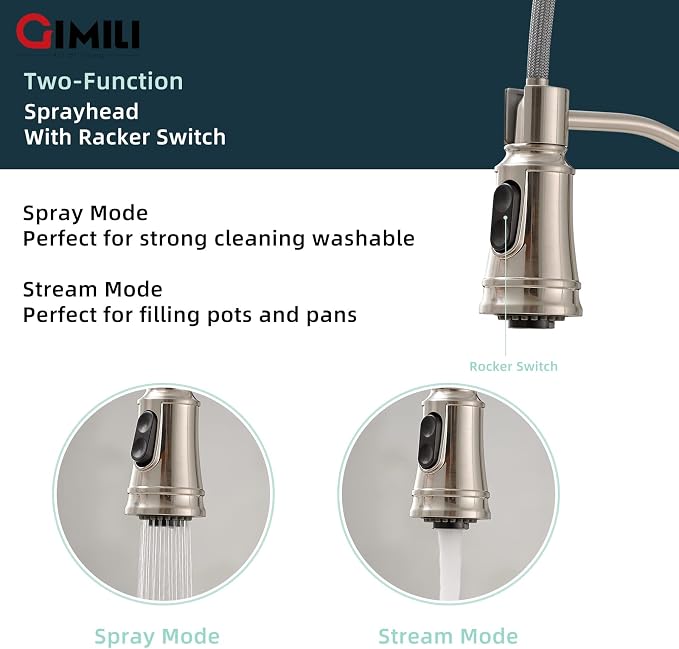 GIMILI Smart Touchless Kitchen Sink Faucet with Pull Down Sprayer, Motion Sensor Activated Hands-Free Single Handle Kitchen Faucet Brushed Nickel