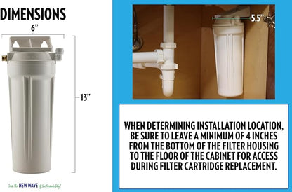 New Wave Enviro 10 Stage Water Filter, Inline Design, 800 Gallon Filter Life, Renter Friendly WaterFilter, White Color (Pack of 4)