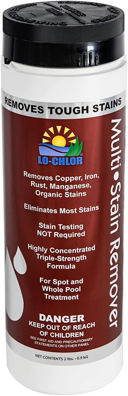 Lo-Chlor Multi-Stain Remover for Swimming Pool, Removes Iron Copper Manganese Rust Stains, Triple Strength Formula, Spot or Overall Treatment, All Pool Surface Types, 2 lb, 4 Pack