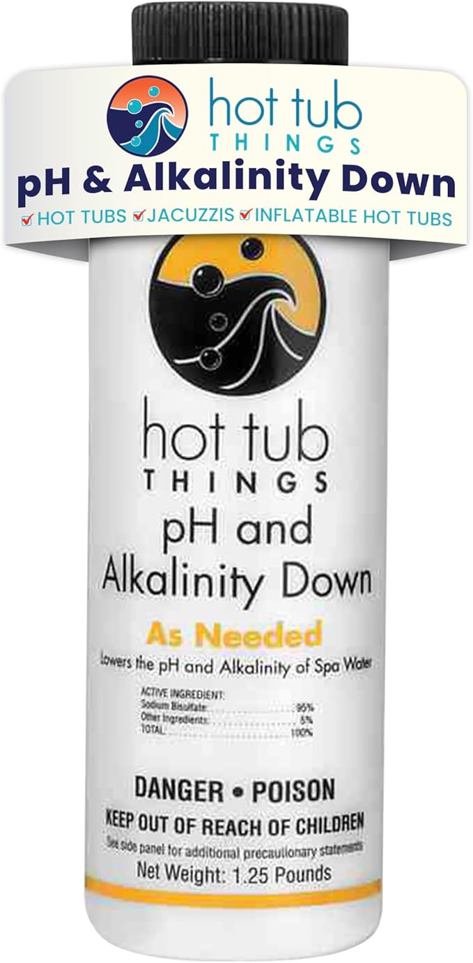 Hot Tub Things pH & Alkalinity Down - Alkalinity Decreaser for Hot Tubs & Spas - pH Down for Pools, Maintains Clear Water, Gentle on Equipment, Easy Water Balance Solution for Spas & Pools - 1.25 lb