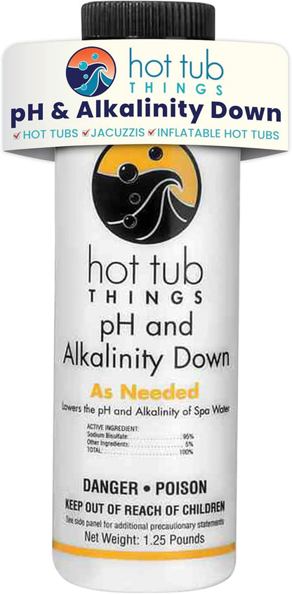 Hot Tub Things pH & Alkalinity Down - Alkalinity Decreaser for Hot Tubs & Spas - pH Down for Pools, Maintains Clear Water, Gentle on Equipment, Easy Water Balance Solution for Spas & Pools - 1.25 lb