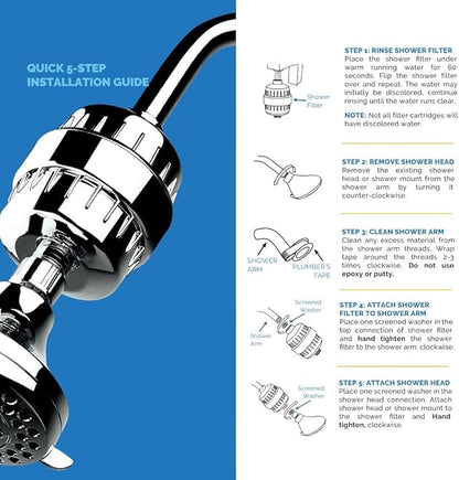 AquaBliss High Output Universal Shower Filter with Replaceable Multi-Stage Filter Cartridge – Transform Itching, Eczema & Acne into Glowing Hair, Nails & Skin Fast - Chrome (SF220) (Pack of 2)