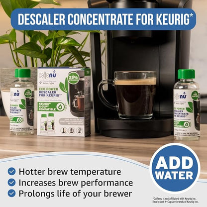 Keurig Compatible Descaling Solution. 2 Bottles of Descaler Solution. Descaling Kit Removes Limescale For Hotter Coffee. 4 Uses Descaler For Keurig Coffee Makers.