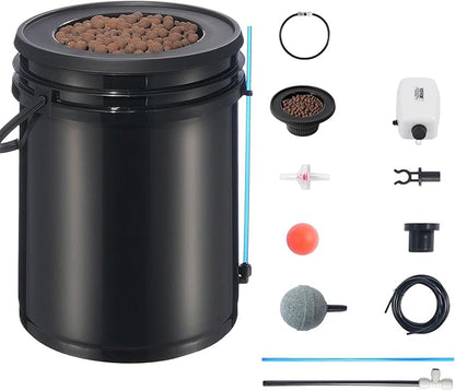 VEVOR DWC Hydroponics Grow System, Hydroponic Growing System with Top Drip Kit, 5-Gallon Deep Water Culture with Air Pump, Air Stone and Water Level Device for Leafy Vegetables(1 Bucket+Top Drip Kit)
