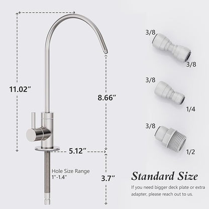 GIMILI Drinking Water Faucet for Kitchen Sink, Kitchen Water Filter Faucet Stainless Steel for Reverse Osmosis or Water Filtration System Beverage Non-Air Gap RO Faucet Brushed Nickel Finish