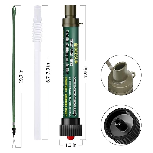 Personal Water Filter, Water Straws,99.999% Impurities Removal, 5000 Liters Capacity, Water Purifier Survival, for Hiking, Camping, Travel, Backpacking, Outdoor Activities, 5 Stage Filtration