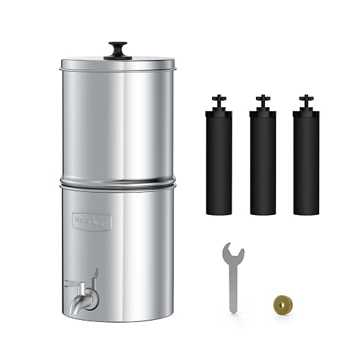 Waterdrop TK-AE Gravity Water Filter System, with 3 Black Carbon Filters | 9000 Gallon Longer Lifespan and 150% Faster Flow for Home, Travel, Emergencies, 2.25G