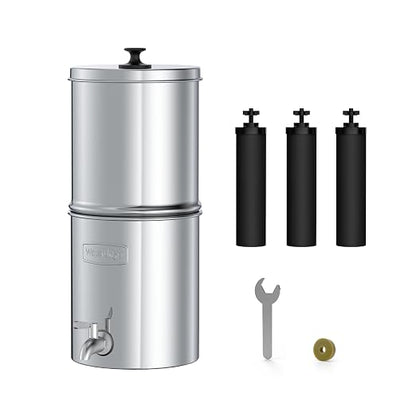 Waterdrop TK-AE Gravity Water Filter System, with 3 Black Carbon Filters | 9000 Gallon Longer Lifespan and 150% Faster Flow for Home, Travel, Emergencies, 2.25G