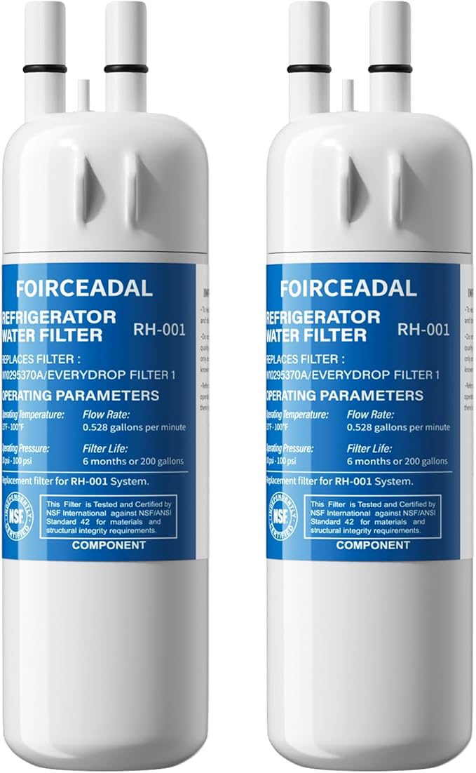 2 Pack EDR1RXD1 Water Filter Replacement Compatible with Whirlpool W10295370A, Filter 1, EDR1RXD1B, WHR1RXD1, KAD1RXD1, P8RFWB2L, P4RFWB, WD-F38, 46-9081, 46-9930