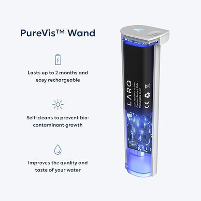 LARQ PureVis 3-in-1 Water Pitcher – Purifier, Filter & Tracking, 8-Cup Water Purifier Pitcher with Advanced Filter for Clean & Crisp Water – Removes Chlorine, PFAS, Lead & More – Pure White