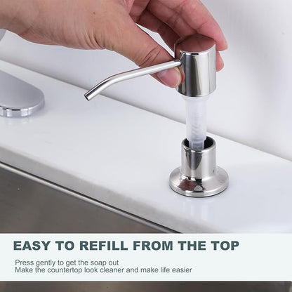 Chrome Kitchen Faucet with Soap Dispenser, WOWOW Stainless Steel Faucet for Kitchen Sink 2 or 4 Hole, High Arc Single Handle Pull Down Kitchen Faucet for Sink, RV, Laundry, Bar