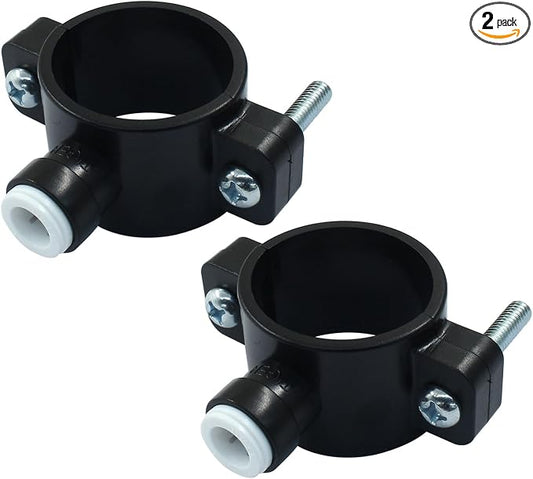 Waziaqoc 2 PCS Drain Saddle Valve with 3/8 Inch Quick Connect | Plastic, Water Hose Pipe Adapter, For Under Sink Reverse Osmosis System