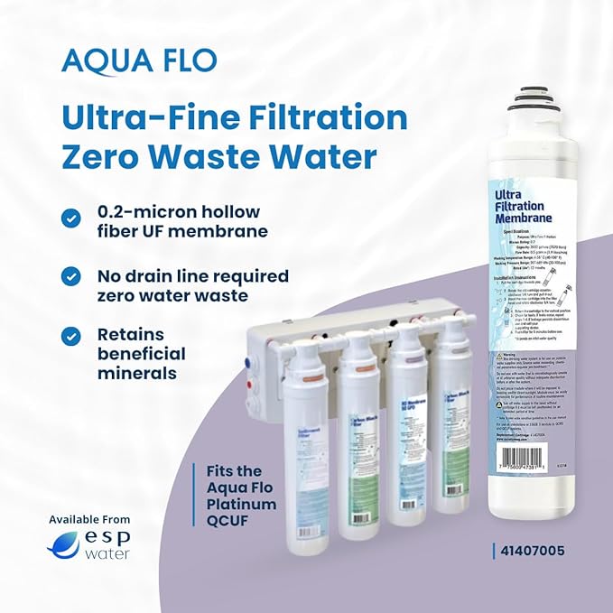 Aqua Flo 41407005 UF Membrane Filter Replacement for Platinum QCUF 4 Stage System, Quick Change Ultra Filtration Cartridge, High Performance Long-Lasting Water Filter