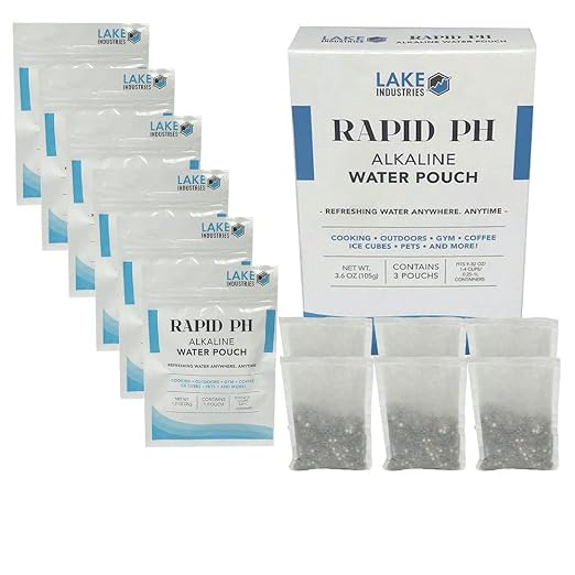 Rapid pH Alkaline Water Filter Pouches - Portable Water Filter Purifier Infuser for your Water Bottle, Pitcher, Jug-Carafe Container - High pH Ionized Water-6-Pk (Net 1800 Cups/96 gal)