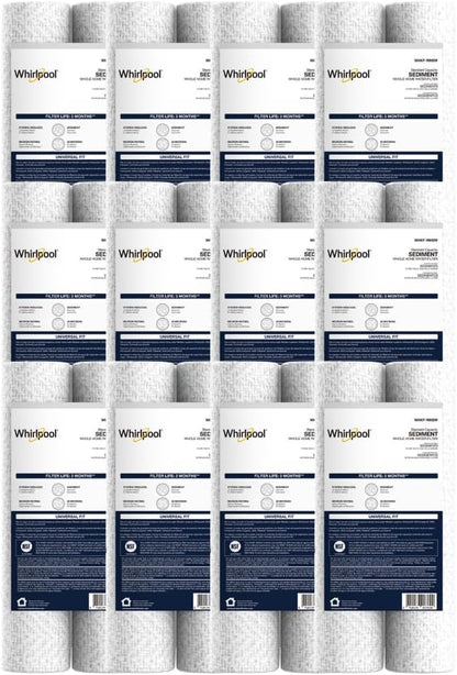 Whirlpool 10" x 2.5" Whole House Sediment Water Filters, WHKF-WHSW, 35 Micron, NSF Certified Reduces Sand, Soil, Silt & Rust for Standard Filter Housings, 24-Pack