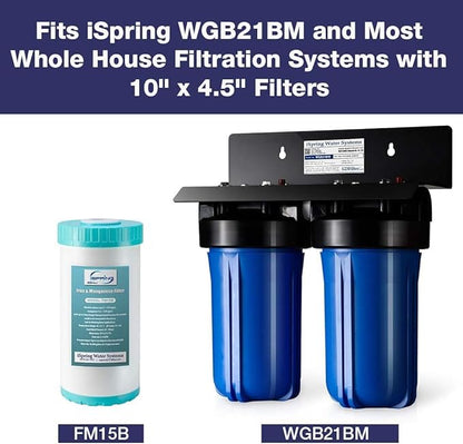 iSpring FM15B Iron and Manganese Reducing Replacement Water Filter Cartridge for Whole House Water Filtration System iSpring WGB21BM, 10"x4.5" High Capacity