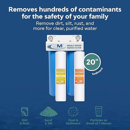 Applied Membranes Inc. 2-Stage Whole-House Water Filter System, 1-Micron and 5-Micron 4.5-Inch by 20-Inch Filters