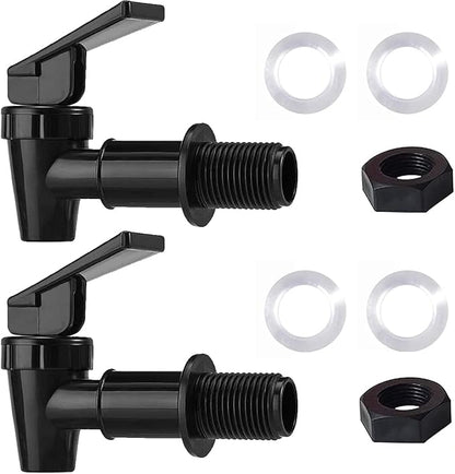 Water Spigot,BPA Free Plastic Spigot, Universal Replacement Faucet for 5 gallon bucket, Wine Barrels, Water Cooler Filtration Systems and filter water pitcher(2 Black)