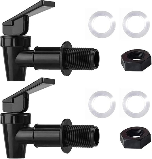 Water Spigot,BPA Free Plastic Spigot, Universal Replacement Faucet for 5 gallon bucket, Wine Barrels, Water Cooler Filtration Systems and filter water pitcher(2 Black)