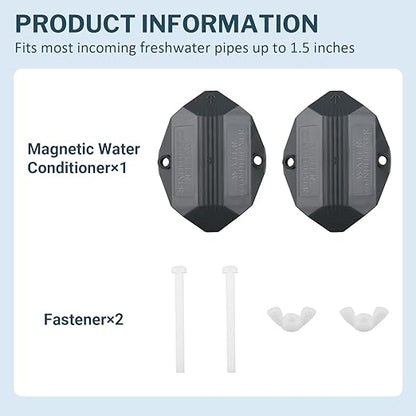 Magnetic Water Softener & Conditioner – Salt-Free Water Descaler for Hard Water Treatment | Easy Install, Eco-Friendly Water Softener System for Home & Apartment Plumbing