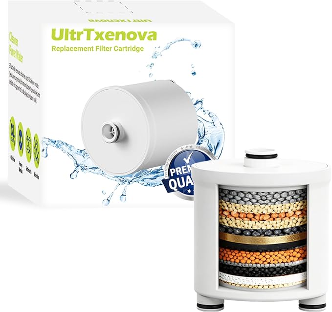 Shower Filter Replacement Cartridge - Water Softener Filters for Hard Water - Remove Chlorine & Chemicals, Restores pH Balance, Glowing Skin, Strong Nails & Shimmering Hair (1)