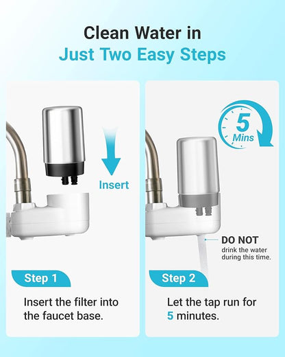 AQUA CREST 7027S Faucet Water Filter, Replacement for Brita® Filter, Brita® 36311 On Tap Water Filtration System, FR-200, FF-100, 100 Gallons, Chrome, 4 Pack